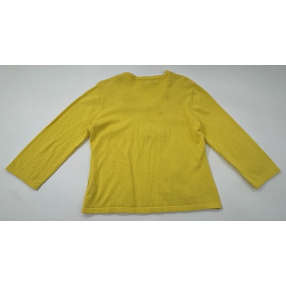 Jack B. Quick Sweater Womens Large Yellow Flamingo Florida Sequins Vacation 90s - Picture 5 of 12